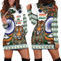 India Independence Day Hoodie Dress Royal Tiger Ashoka Chakra Paisley Pattern