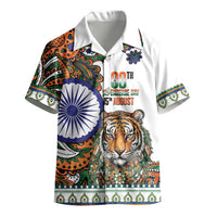 India Independence Day Kid Hawaiian Shirt Royal Tiger Ashoka Chakra Paisley Pattern
