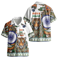 India Independence Day Kid Hawaiian Shirt Royal Tiger Ashoka Chakra Paisley Pattern