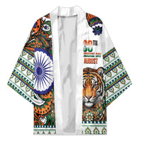 India Independence Day Kimono Royal Tiger Ashoka Chakra Paisley Pattern