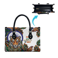 India Independence Day Leather Bag Royal Tiger Ashoka Chakra Paisley Pattern