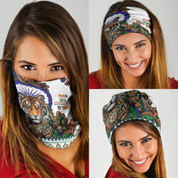 India Independence Day Neck Gaiter Royal Tiger Ashoka Chakra Paisley Pattern