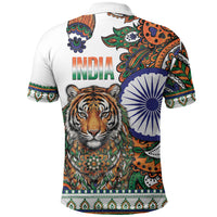 India Independence Day Polo Shirt Royal Tiger Ashoka Chakra Paisley Pattern