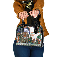 India Independence Day Shoulder Handbag Royal Tiger Ashoka Chakra Paisley Pattern
