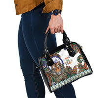 India Independence Day Shoulder Handbag Royal Tiger Ashoka Chakra Paisley Pattern