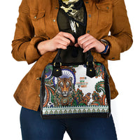 India Independence Day Shoulder Handbag Royal Tiger Ashoka Chakra Paisley Pattern