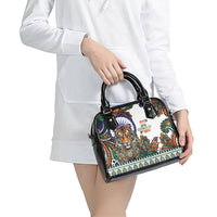 India Independence Day Shoulder Handbag Royal Tiger Ashoka Chakra Paisley Pattern