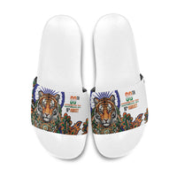 India Independence Day Slide Sandals Royal Tiger Ashoka Chakra Paisley Pattern