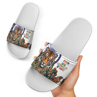 India Independence Day Slide Sandals Royal Tiger Ashoka Chakra Paisley Pattern