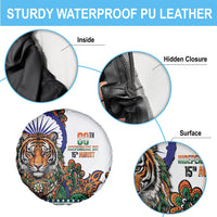 India Independence Day Spare Tire Cover Royal Tiger Ashoka Chakra Paisley Pattern