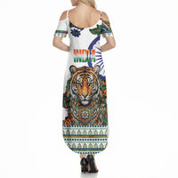 India Independence Day Summer Maxi Dress Royal Tiger Ashoka Chakra Paisley Pattern