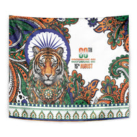 India Independence Day Tapestry Royal Tiger Ashoka Chakra Paisley Pattern
