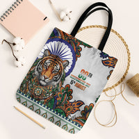 India Independence Day Tote Bag Royal Tiger Ashoka Chakra Paisley Pattern