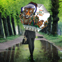 India Independence Day Umbrella Royal Tiger Ashoka Chakra Paisley Pattern