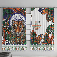 India Independence Day Window Curtain Royal Tiger Ashoka Chakra Paisley Pattern