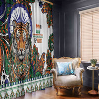 India Independence Day Window Curtain Royal Tiger Ashoka Chakra Paisley Pattern