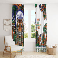 India Independence Day Window Curtain Royal Tiger Ashoka Chakra Paisley Pattern
