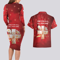 Switzerland Couples Matching Long Sleeve Bodycon Dress and Hawaiian Shirt One For All All For One - Wonder Print Shop