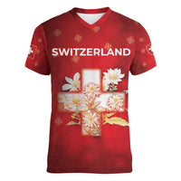 Switzerland Women V-Neck T-Shirt One For All All For One - Wonder Print Shop