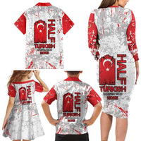 Turkey Family Matching Long Sleeve Bodycon Dress and Hawaiian Shirt Half Turkish Is Better Than None - Wonder Print Shop