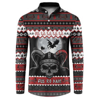 Vikings Christmas Button Sweatshirt Fa La La La Fus Ro Dah - Wonder Print Shop