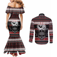 Vikings Christmas Couples Matching Mermaid Dress and Long Sleeve Button Shirt Fa La La La Fus Ro Dah - Wonder Print Shop