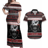 Vikings Christmas Couples Matching Off Shoulder Maxi Dress and Hawaiian Shirt Fa La La La Fus Ro Dah - Wonder Print Shop
