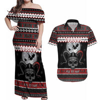 Vikings Christmas Couples Matching Off Shoulder Maxi Dress and Hawaiian Shirt Fa La La La Fus Ro Dah - Wonder Print Shop