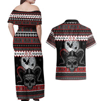 Vikings Christmas Couples Matching Off Shoulder Maxi Dress and Hawaiian Shirt Fa La La La Fus Ro Dah - Wonder Print Shop