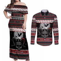 Vikings Christmas Couples Matching Off Shoulder Maxi Dress and Long Sleeve Button Shirt Fa La La La Fus Ro Dah - Wonder Print Shop