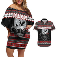 Vikings Christmas Couples Matching Off Shoulder Short Dress and Hawaiian Shirt Fa La La La Fus Ro Dah - Wonder Print Shop