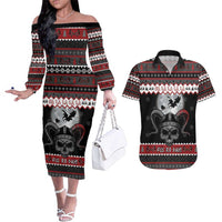 Vikings Christmas Couples Matching Off The Shoulder Long Sleeve Dress and Hawaiian Shirt Fa La La La Fus Ro Dah - Wonder Print Shop