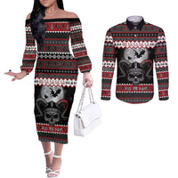 Vikings Christmas Couples Matching Off The Shoulder Long Sleeve Dress and Long Sleeve Button Shirt Fa La La La Fus Ro Dah - Wonder Print Shop