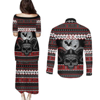 Vikings Christmas Couples Matching Puletasi and Long Sleeve Button Shirt Fa La La La Fus Ro Dah - Wonder Print Shop