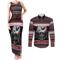 Vikings Christmas Couples Matching Tank Maxi Dress and Long Sleeve Button Shirt Fa La La La Fus Ro Dah - Wonder Print Shop