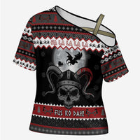 Vikings Christmas Cross Shoulder Shirt Fa La La La Fus Ro Dah - Wonder Print Shop