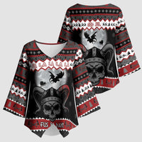 Vikings Christmas Kimono Sleeve Blouse Fa La La La Fus Ro Dah - Wonder Print Shop
