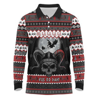 Vikings Christmas Long Sleeve Polo Shirt Fa La La La Fus Ro Dah - Wonder Print Shop