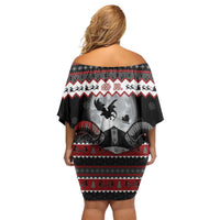 Vikings Christmas Off Shoulder Short Dress Fa La La La Fus Ro Dah - Wonder Print Shop