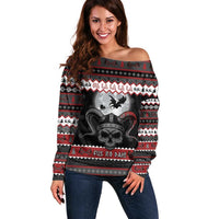 Vikings Christmas Off Shoulder Sweater Fa La La La Fus Ro Dah - Wonder Print Shop