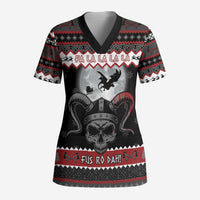Vikings Christmas Scrub Top Fa La La La Fus Ro Dah - Wonder Print Shop