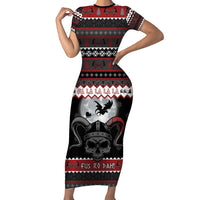Vikings Christmas Short Sleeve Bodycon Dress Fa La La La Fus Ro Dah - Wonder Print Shop
