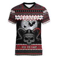 Vikings Christmas Women V-Neck T-Shirt Fa La La La Fus Ro Dah - Wonder Print Shop