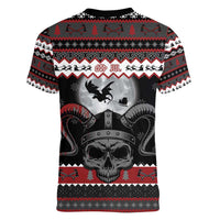 Vikings Christmas Women V-Neck T-Shirt Fa La La La Fus Ro Dah - Wonder Print Shop