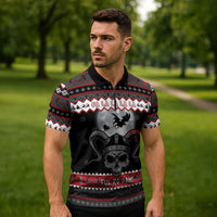 Vikings Christmas Zipper Polo Shirt Fa La La La Fus Ro Dah - Wonder Print Shop