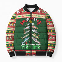 Fishing Christmas Bomber Puffer Jacket Merry Fishmas - Wonder Print Shop