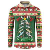 Fishing Christmas Button Sweatshirt Merry Fishmas - Wonder Print Shop