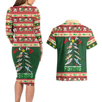 Fishing Christmas Couples Matching Long Sleeve Bodycon Dress and Hawaiian Shirt Merry Fishmas - Wonder Print Shop