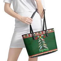 Fishing Christmas Leather Tote Bag Merry Fishmas - Wonder Print Shop