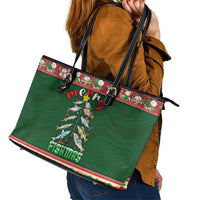Fishing Christmas Leather Tote Bag Merry Fishmas - Wonder Print Shop